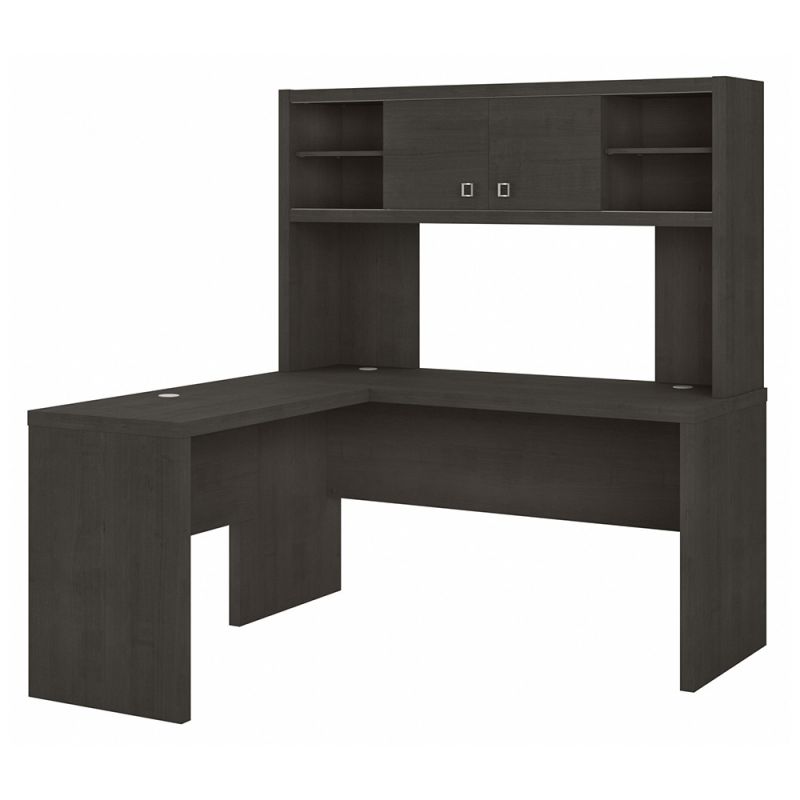 Bush Business Furniture - Echo L Shaped Desk with Hutch in Charcoal Maple - ECH031CM