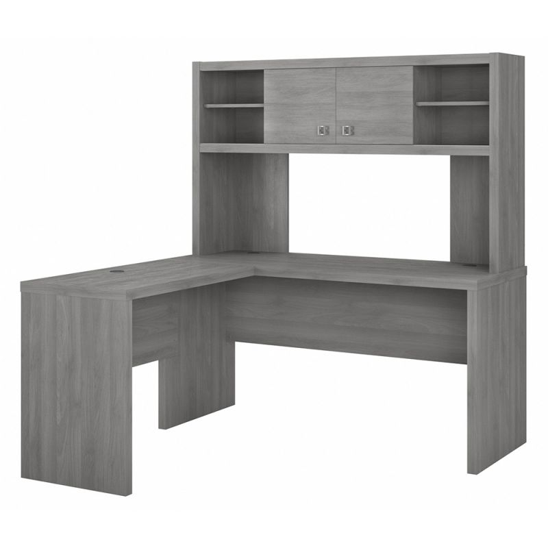 Bush Business Furniture - Echo L Shaped Desk with Hutch in Modern Gray - ECH031MG