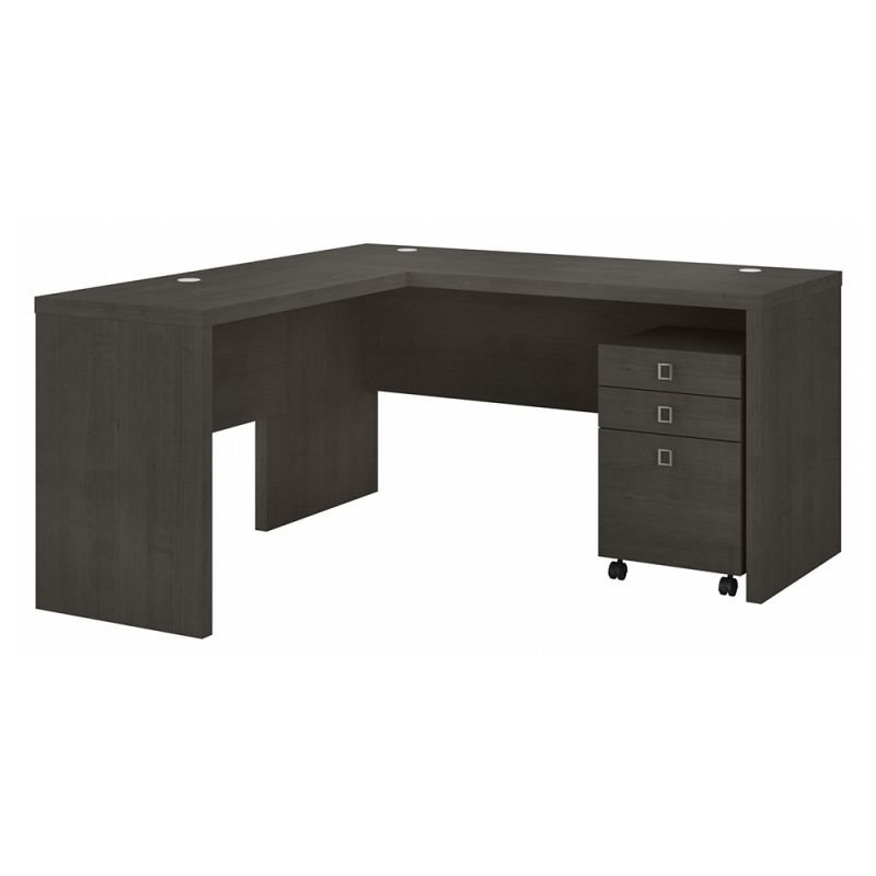 Bush Business Furniture - Echo L Shaped Desk with Mobile File Cabinet in Charcoal Maple - ECH008CM