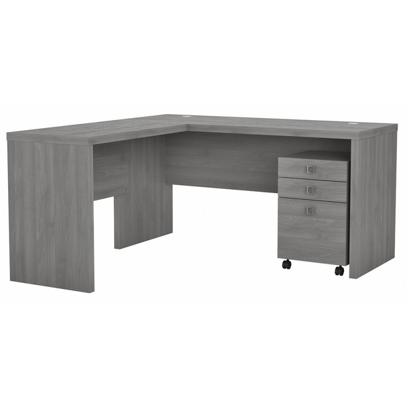 Bush Business Furniture - Echo L Shaped Desk with Mobile File Cabinet in Modern Gray - ECH008MG