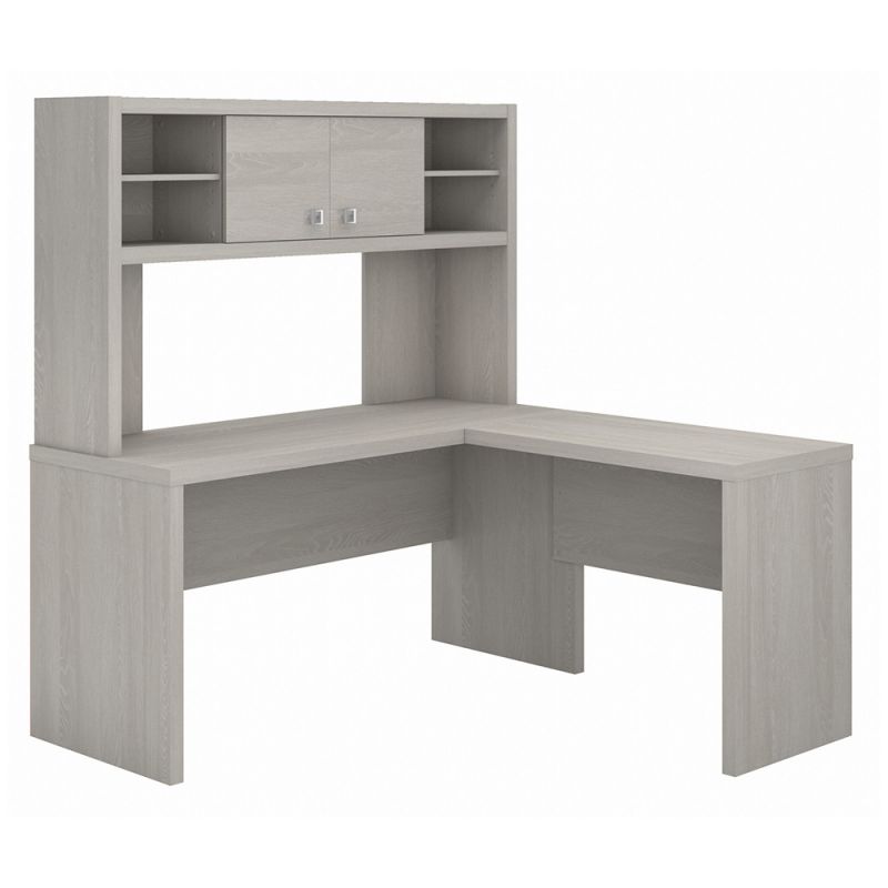 Bush Business Furniture - Echo L Shaped Desk with Hutch in Gray Sand - ECH031GS