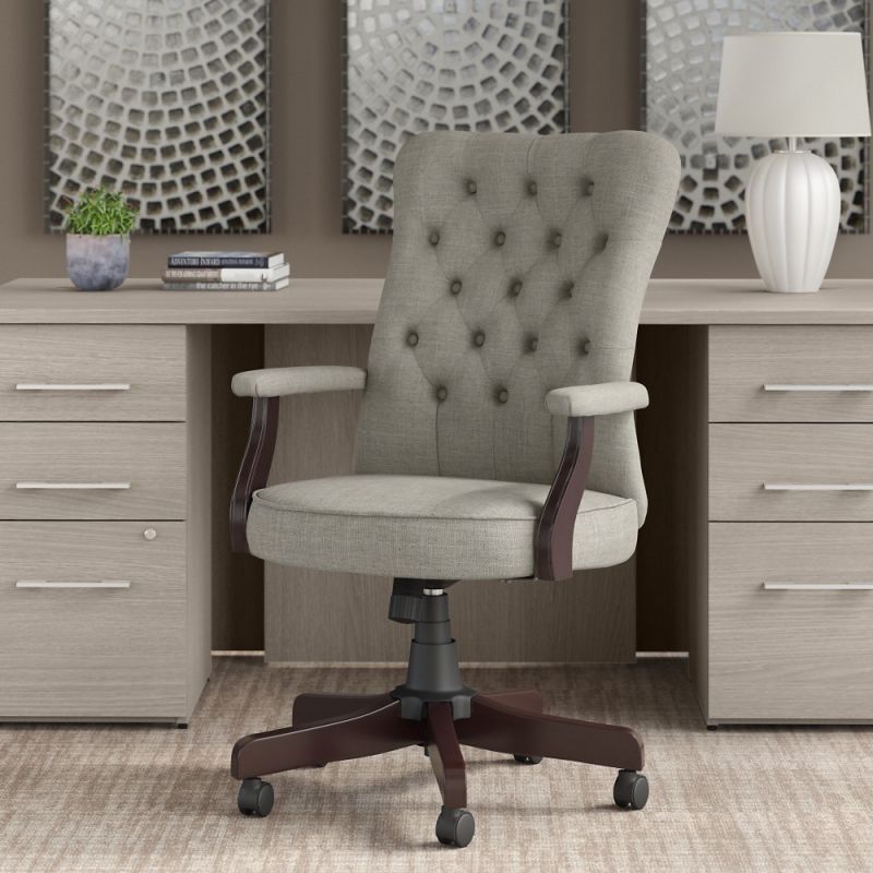 Bush Furniture - Arden Lane High Back Tufted Office Chair with Arms in Light Gray Fabric - CH2303LGF-03