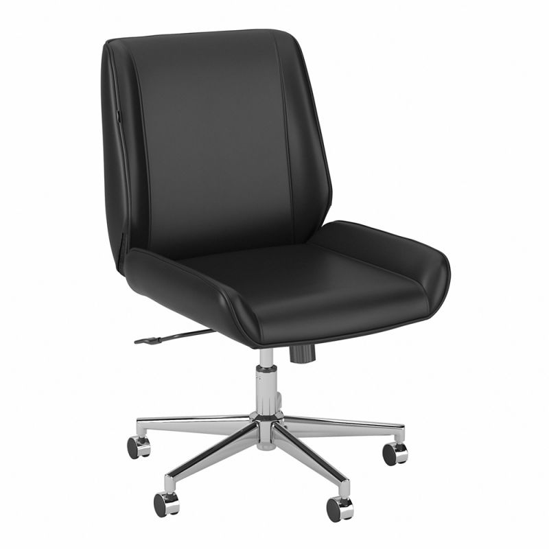 Bush Furniture - Bay Street Wingback Leather Office Chair in Black - CH3701BLL-03