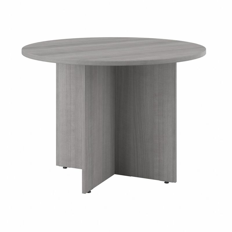 Bush Furniture - BBF 42W Round Conference Table w Wood Base in Platinum Gray - 99TB42RPG