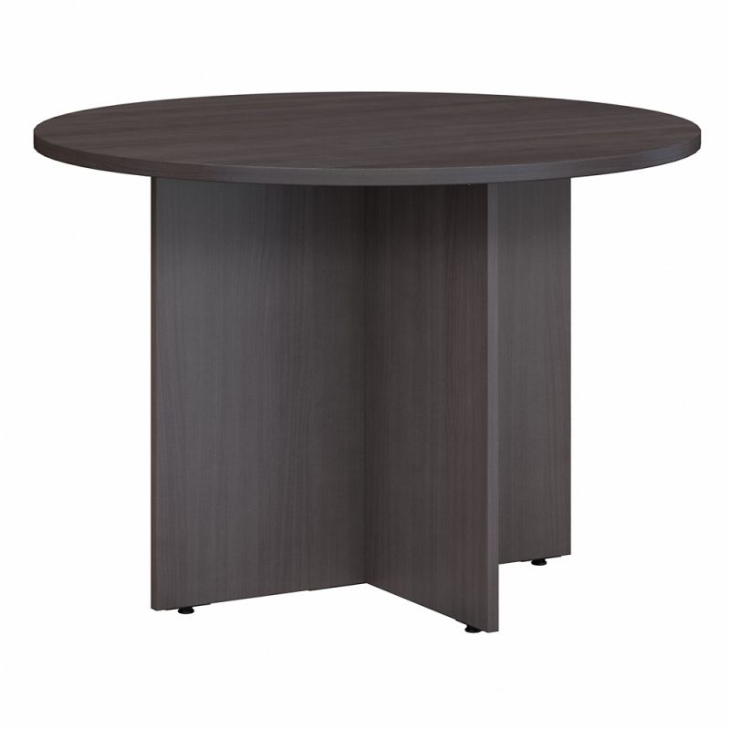 Bush Furniture - BBF 42W Round Conference Table w Wood Base in Storm Gray - 99TB42RSG
