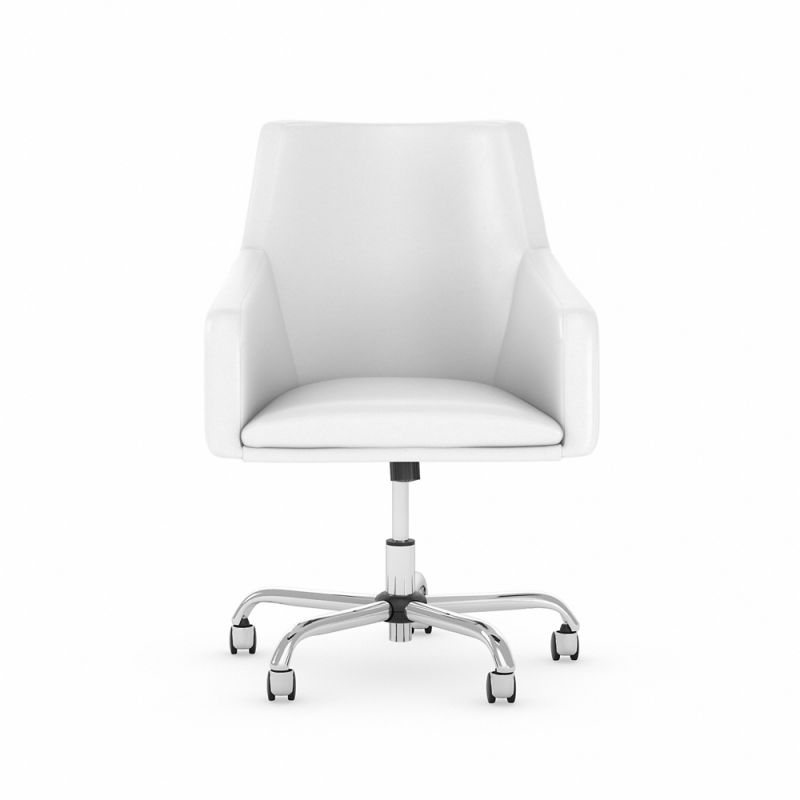 Bush Furniture - Broadview Mid Back Leather Box Chair in White - BD020WH