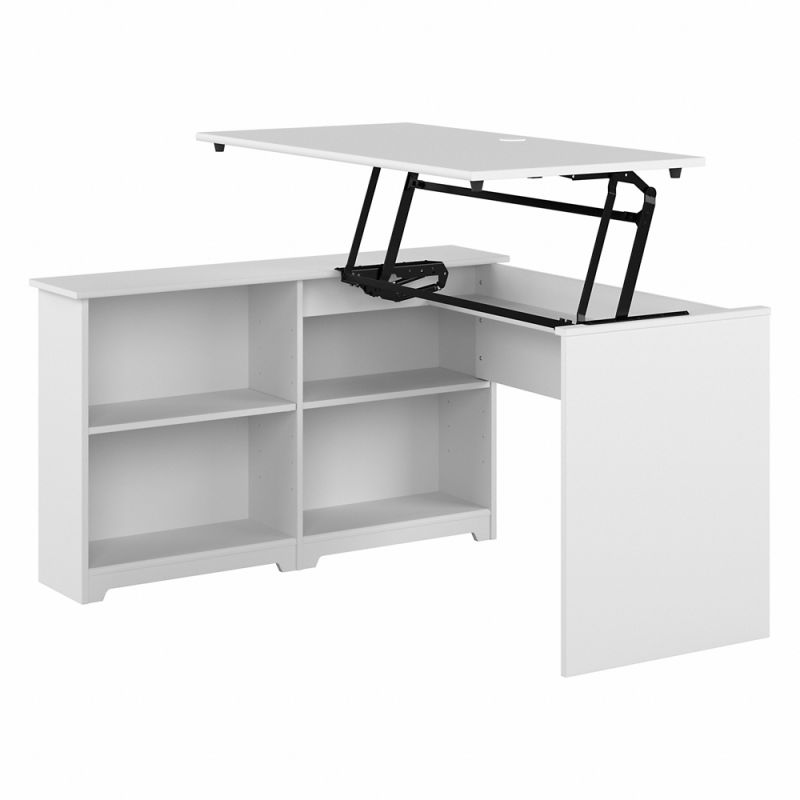 Bush Furniture - Cabot 52W Sit to Stand Bookcase Corner Desk in White - WC31916