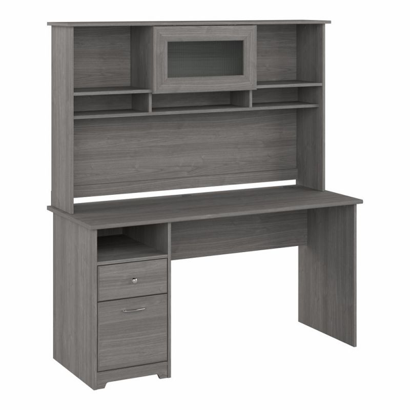 Bush Furniture - Cabot 60W Computer Desk with Hutch in Modern Gray - CAB042MG