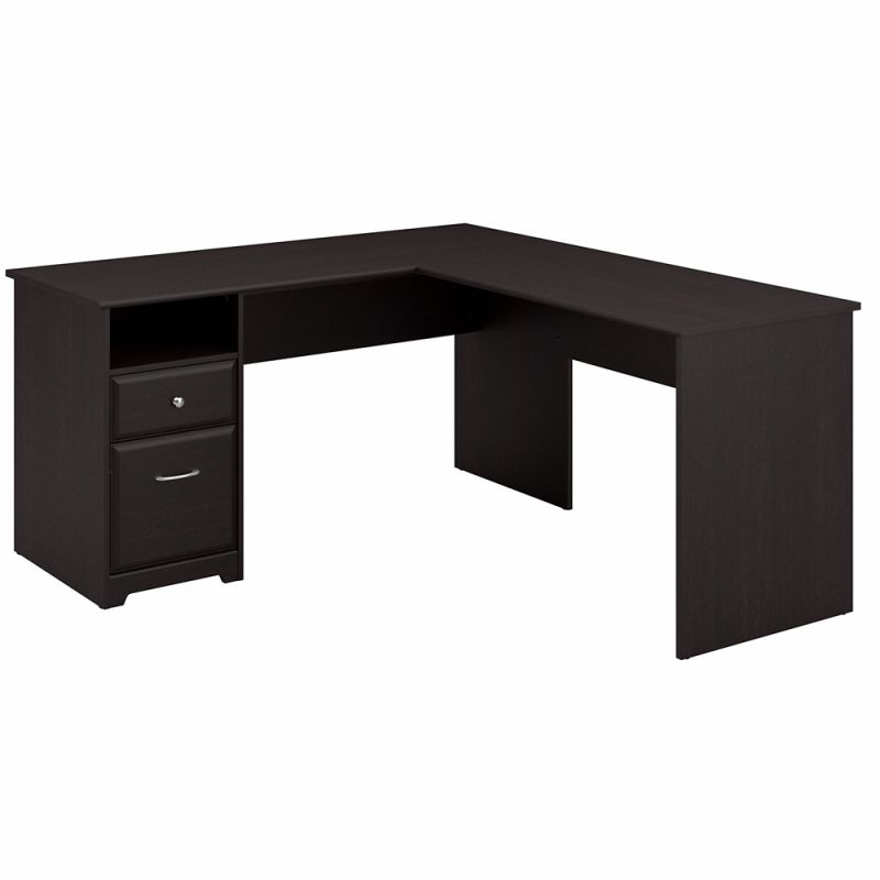 Bush Furniture - Cabot 60W L Shaped Computer Desk with Drawers in Espresso Oak - CAB044EPO