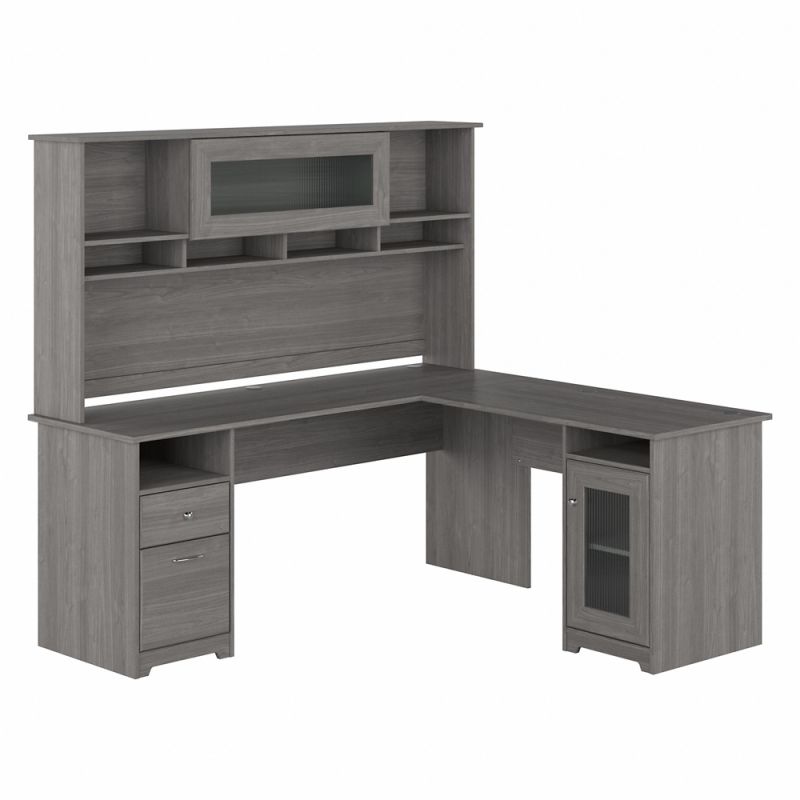 Bush Furniture - Cabot 72W L Shaped Computer Desk with Hutch and Storage in Modern Gray - CAB073MG