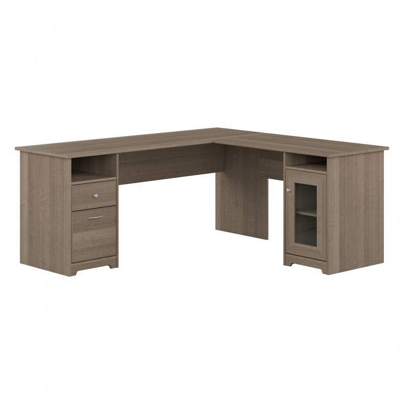 Bush Furniture - Cabot 72W Single Ped Desk w Single Ped Return in Ash Gray - CAB072AG