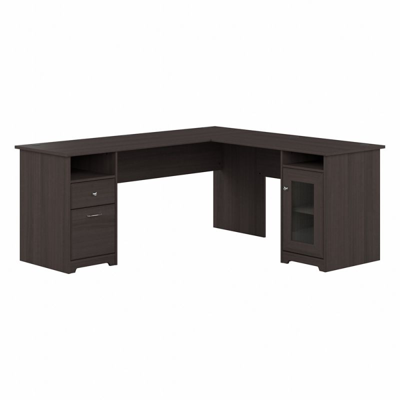 Bush Furniture - Cabot 72W Single Ped Desk w Single Ped Return in Heather Gray - CAB072HRG