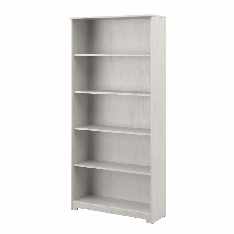 Bush Furniture  -  Cabot Tall 5 Shelf Bookcase in Linen White Oak  - WC31166
