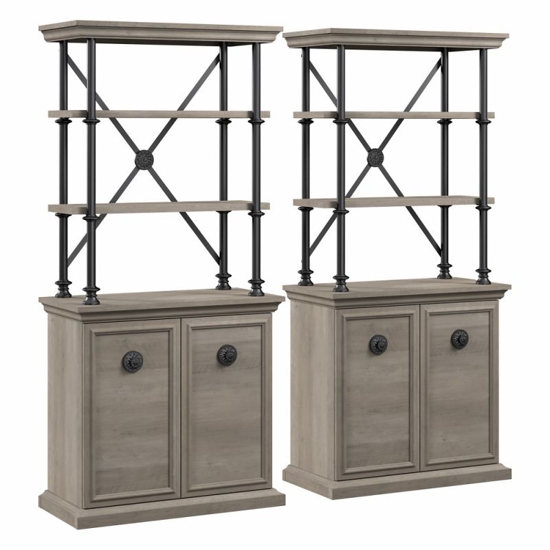 Bush Furniture - Coliseum Designer Bookcase with Doors (Set of 2) in Driftwood Gray - CSM005DG