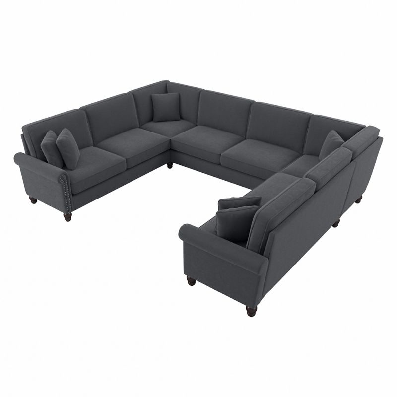 Bush Furniture - Coventry 125W U Shaped Symmetrical Sectional in Dark Gray Microsuede Fabric - CVY123BDGM-03K