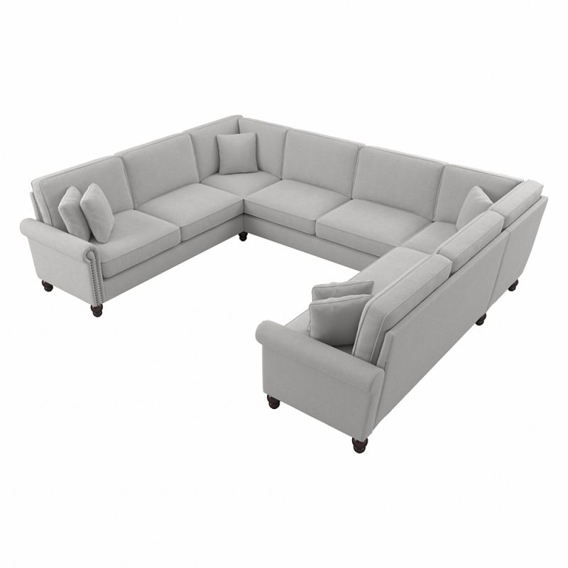 Bush Furniture - Coventry 125W U Shaped Symmetrical Sectional in Light Gray Microsuede Fabric - CVY123BLGM-03K