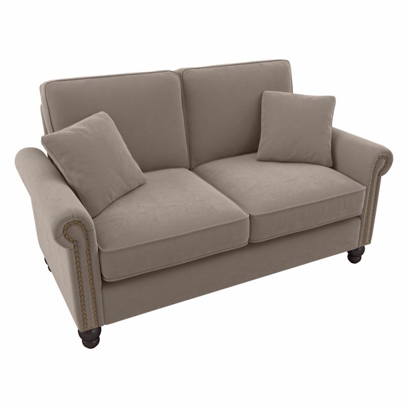 Bush Furniture - Coventry 61W Loveseat in Tan Microsuede Fabric - CVJ61BTNM-03K