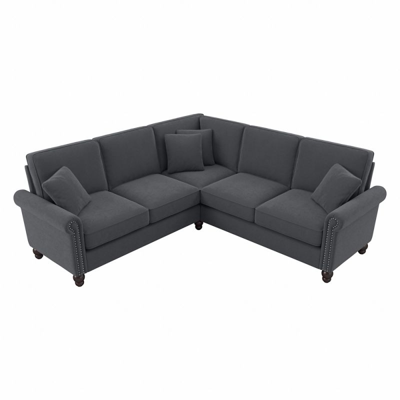 Bush Furniture - Coventry 87W L Sectional in Dark Gray Microsuede Fabric - CVY86BDGM-03K