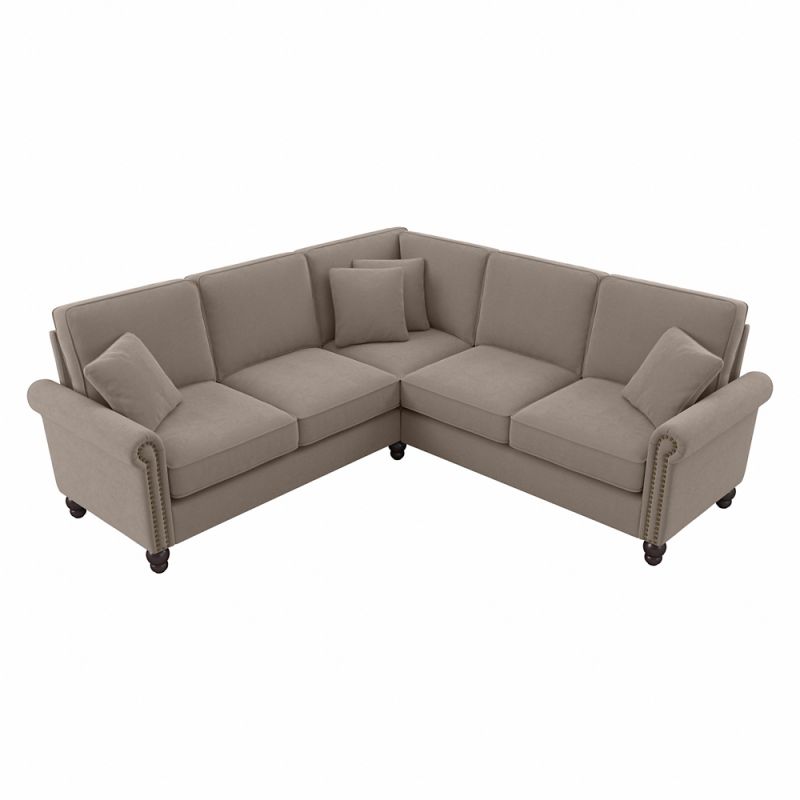 Bush Furniture - Coventry 87W L Sectional in Tan Microsuede Fabric - CVY86BTNM-03K