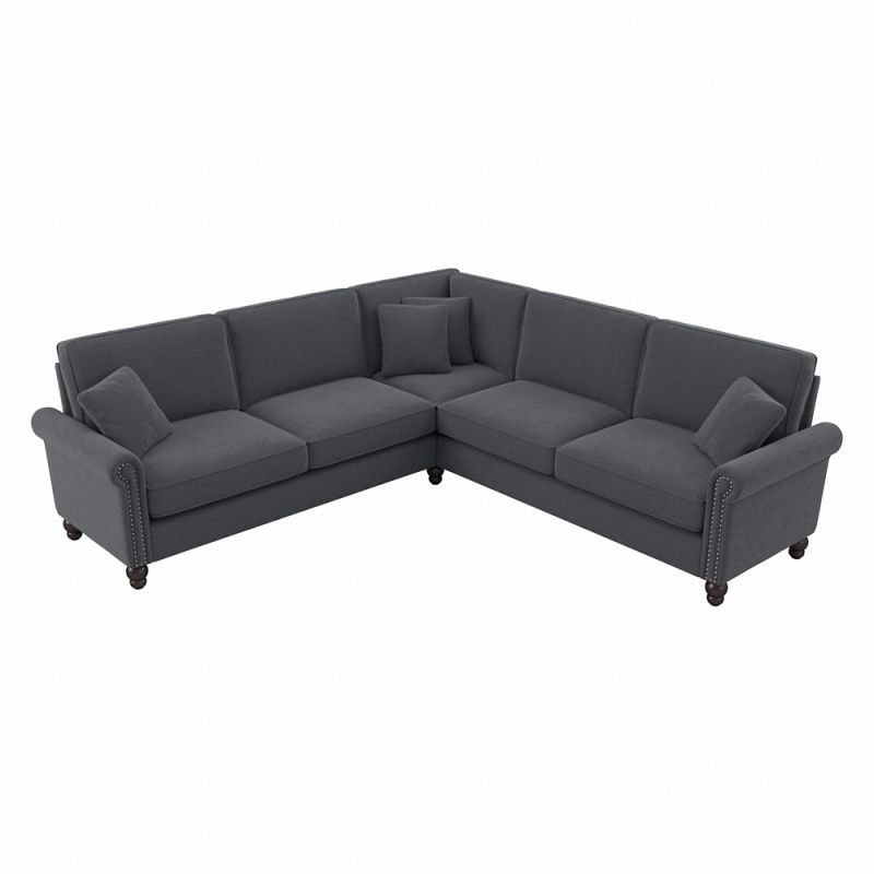 Bush Furniture - Coventry 99W L Sectional in Dark Gray Microsuede Fabric - CVY98BDGM-03K