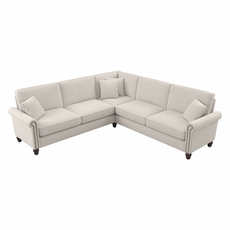 Bush Furniture - Coventry 99W L Sectional in Light Beige Microsuede Fabric - CVY98BLBM-03K