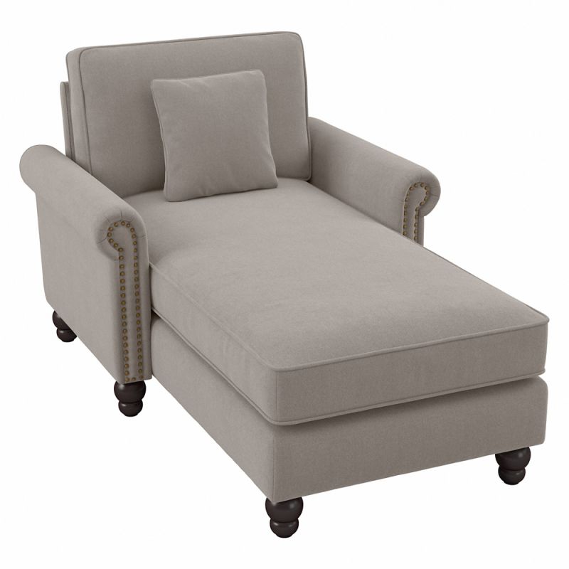 Bush Furniture - Coventry Chaise Lounge with Arms in Beige Herringbone - CVM41BBGH-03K