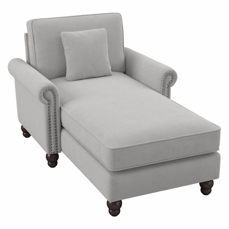 Bush Furniture - Coventry Chaise w Arms in Light Gray Microsuede Fabric - CVM41BLGM-03K
