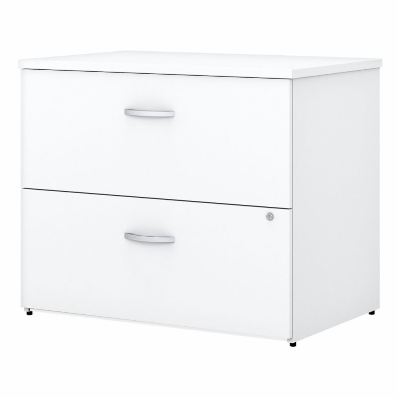 Bush Furniture - Easy Office 2 Drawer Lateral File Cabinet in Pure White - Assembled - EO109WHSU