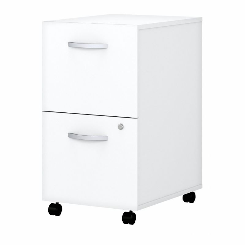 Bush Furniture - Easy Office 2 Drawer Mobile File Cabinet in Pure White - Assembled - EO108WHSU
