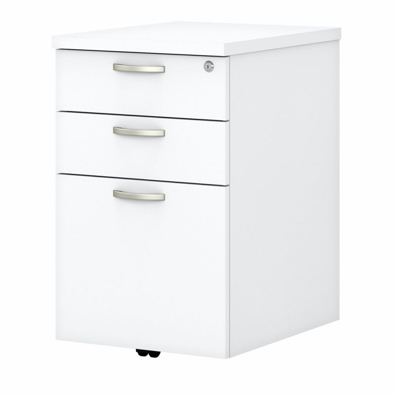 Bush Furniture - Easy Office 3 Drawer Mobile File Cabinet in Pure White - EOF116WH-03