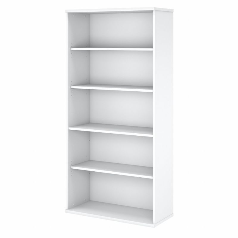 Bush Furniture - Easy Office 5 Shelf Bookcase in Pure White - EO105WH