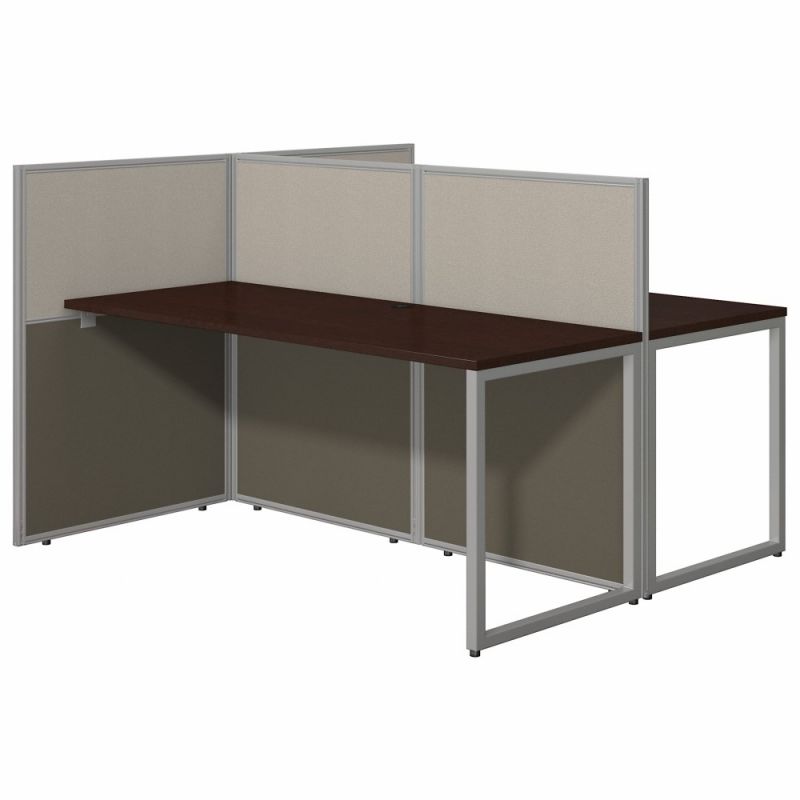 Bush Furniture - Easy Office 60W 2 Person Cubicle Desk Workstation with 45H Panels in Mocha Cherry - EOD460MR-03K