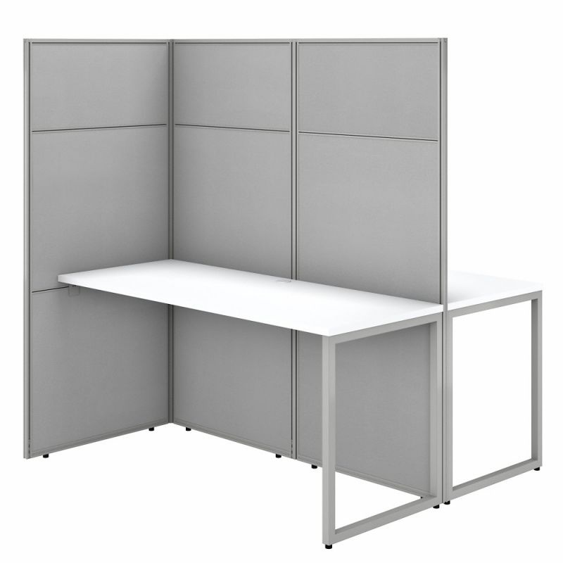 Bush Furniture - Easy Office 60W 2 Person Cubicle Desk Workstation with 66H Panels in Pure White - EODH460WH-03K