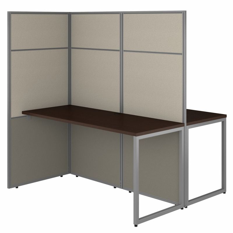 Bush Furniture - Easy Office 60W 2 Person Cubicle Desk Workstation with 66H Panels in Mocha Cherry - EODH460MR-03K