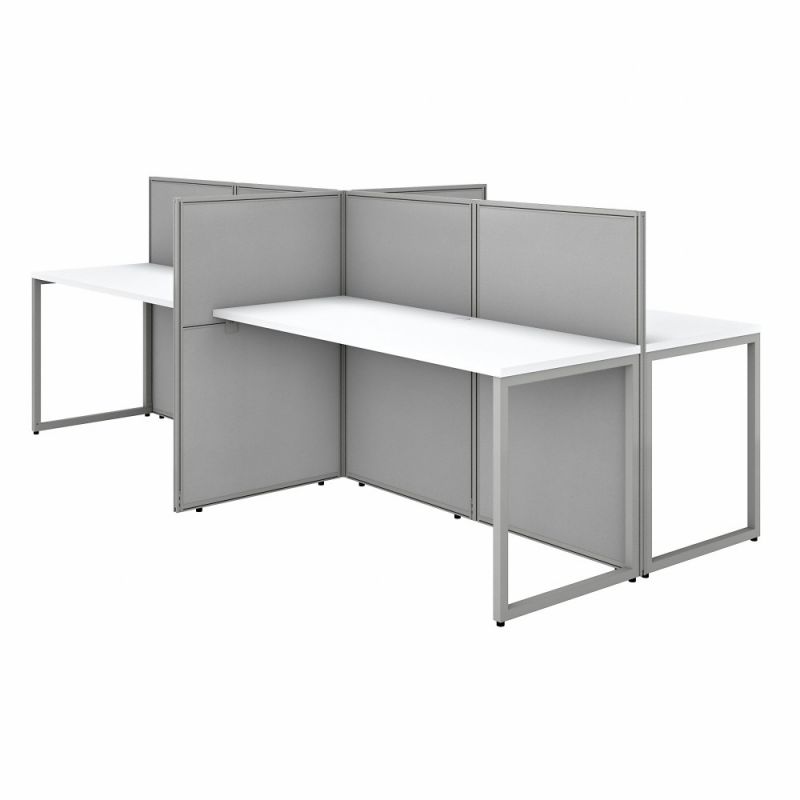 Bush Furniture - Easy Office 60W 4 Person Cubicle Desk Workstation with 45H Panels in Pure White - EOD660WH-03K