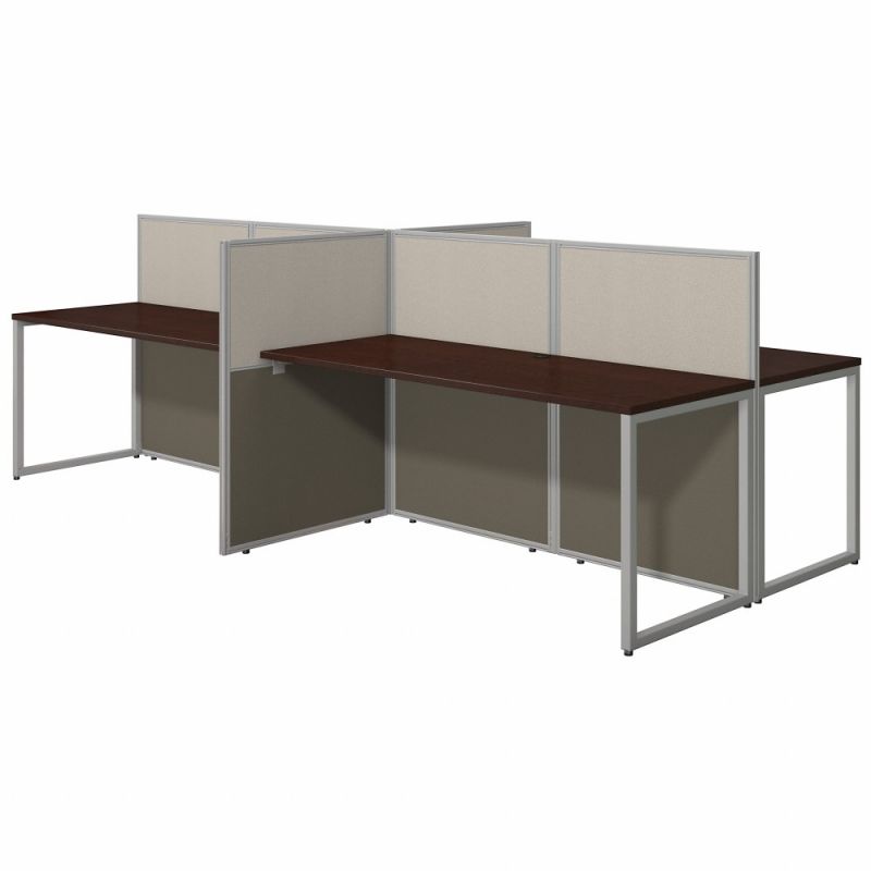Bush Furniture - Easy Office 60W 4 Person Cubicle Desk Workstation with 45H Panels in Mocha Cherry - EOD660MR-03K