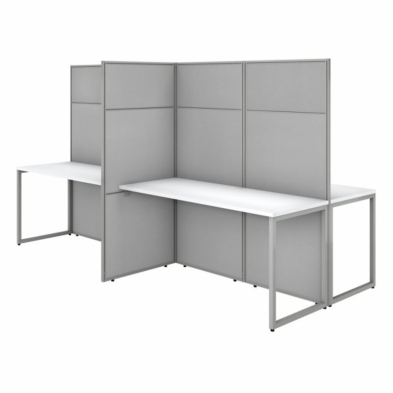 Bush Furniture - Easy Office 60W 4 Person Cubicle Desk Workstation with 66H Panels in Pure White - EODH660WH-03K