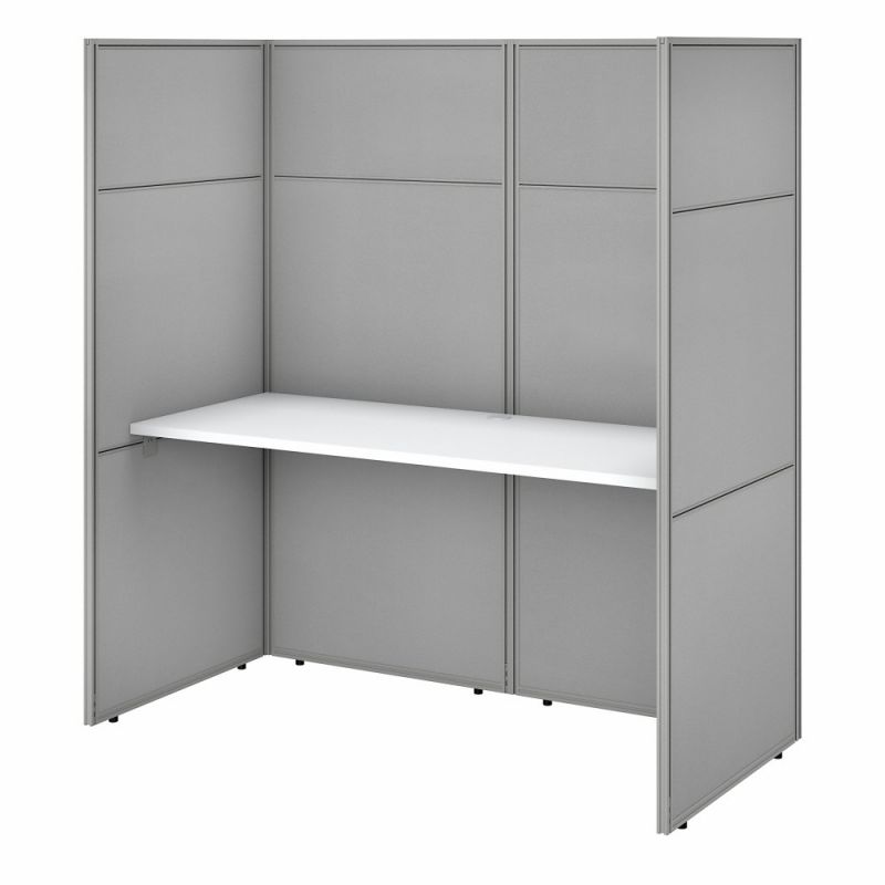 Bush Furniture - Easy Office 60W Cubicle Desk Workstation with 66H Closed Panels in Pure White - EODH260WH-03K