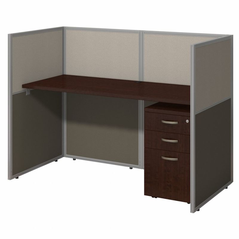 Bush Furniture - Easy Office 60W Cubicle Desk with File Cabinet and 45H Closed Panels Workstation in Mocha Cherry - EOD260SMR-03K