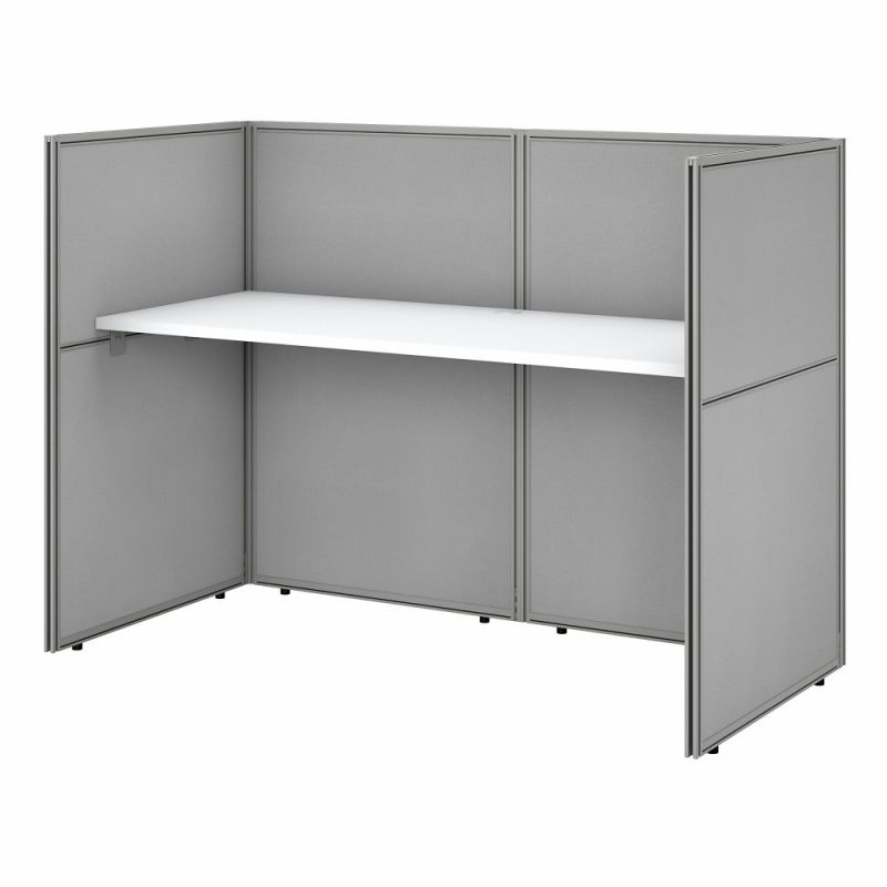 Bush Furniture - Easy Office 60W Cubicle Desk Workstation with 45H Closed Panels in Pure White - EOD260WH-03K