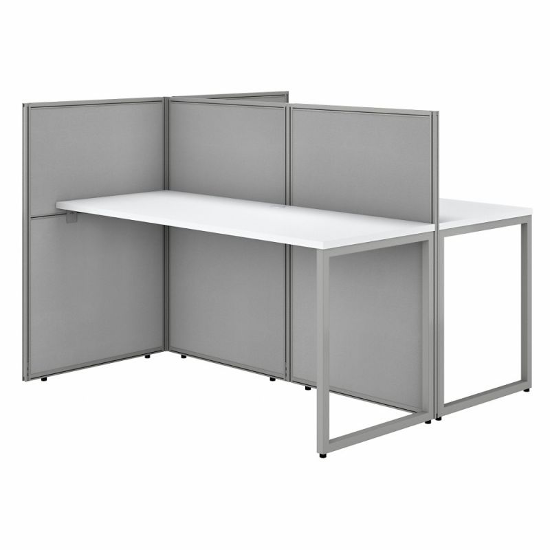 Bush Furniture - Easy Office 60W 2 Person Cubicle Desk Workstation with 45H Panels in Pure White - EOD460WH-03K