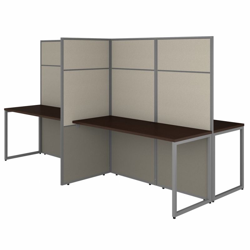 Bush Furniture - Easy Office 60W 4 Person Cubicle Desk Workstation with 66H Panels in Mocha Cherry - EODH660MR-03K