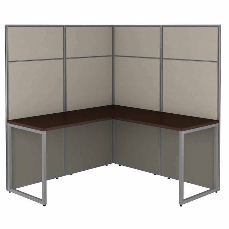 Bush Furniture - Easy Office 60W L Shaped Cubicle Desk Workstation with 66H Panels in Mocha Cherry - EODH360MR-03K