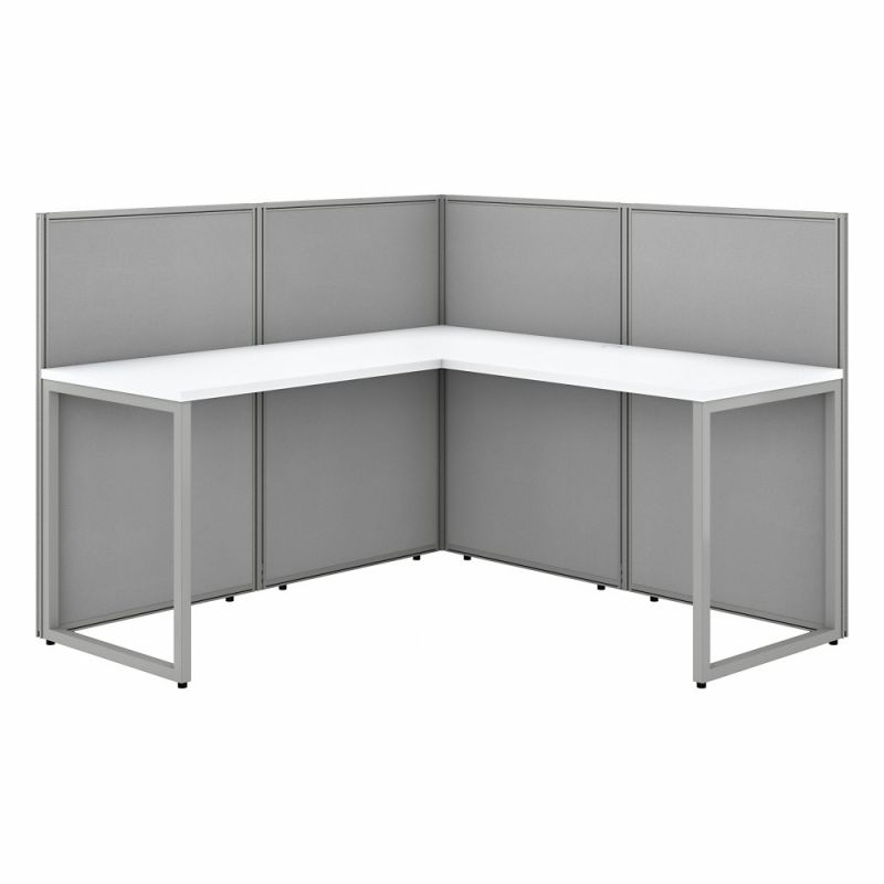 Bush Furniture - Easy Office 60W L Shaped Cubicle Desk Workstation with 45H Panels in Pure White - EOD360WH-03K