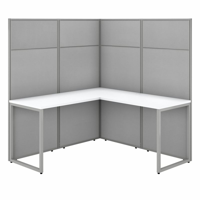 Bush Furniture - Easy Office 60W L Shaped Cubicle Desk Workstation with 66H Panels in Pure White - EODH360WH-03K