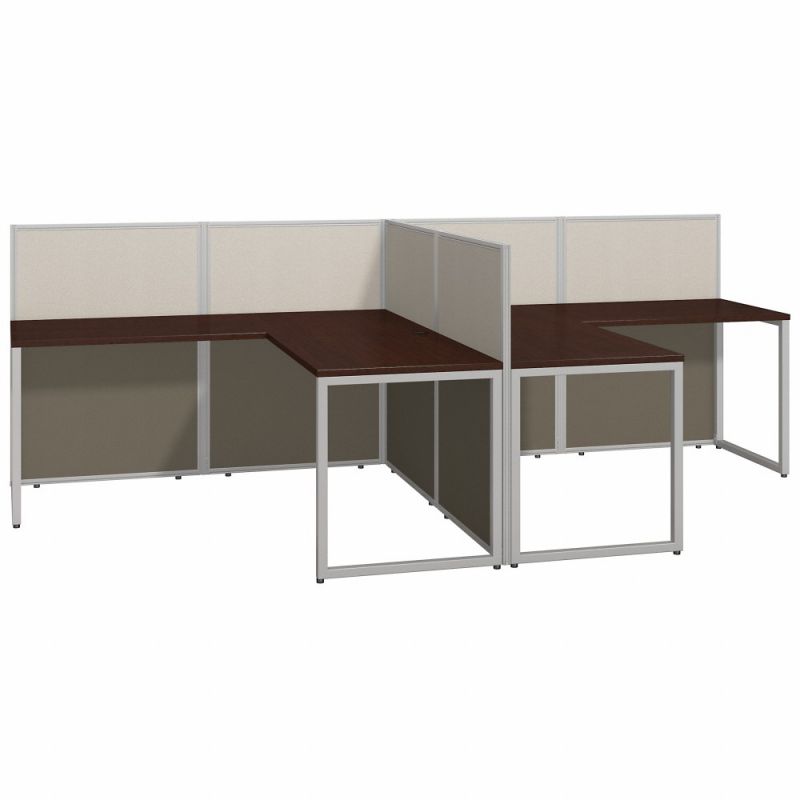 Bush Furniture - Easy Office 60W 2 Person L Shaped Cubicle Desk Workstation with 45H Panels in Mocha Cherry - EOD560MR-03K