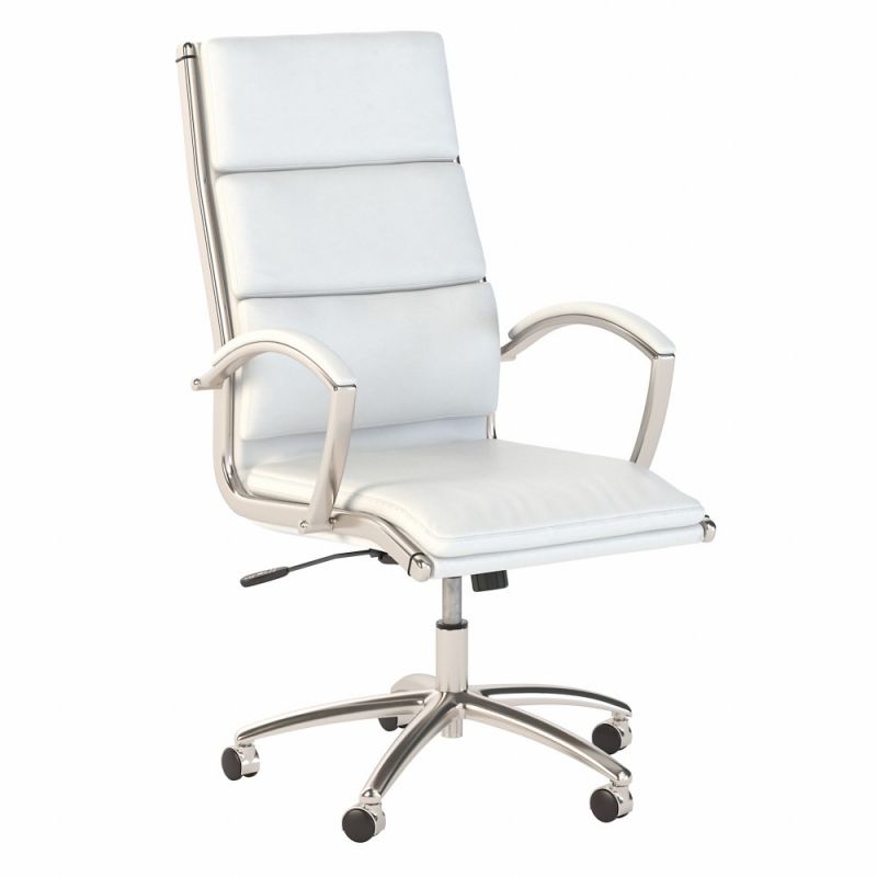 Bush Furniture - Easy Office High Back Leather Executive Chair in White - EO110WH