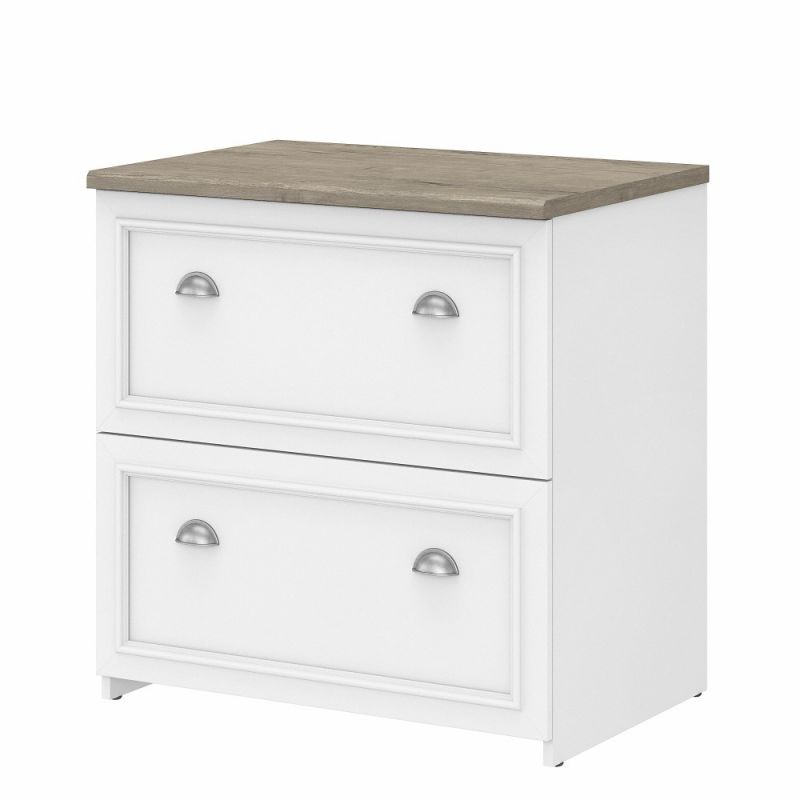 Bush Furniture - Fairview 2 Drawer Lateral File Cabinet in Pure White and Shiplap Gray - WC53681-03