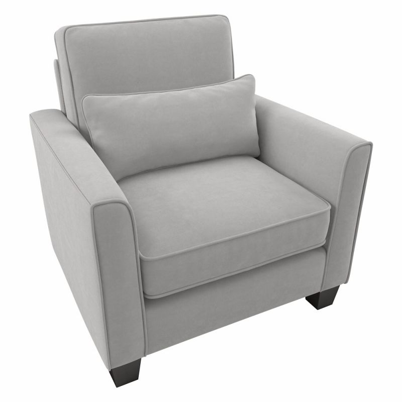 Bush Furniture - Flare Accent Chair with Arms in Light Gray Microsuede - FLK36SLGM-03
