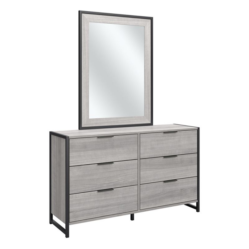 Bush Furniture - Atria 6 Drawer Dresser with Mirror in Platinum Gray - ATR015PG